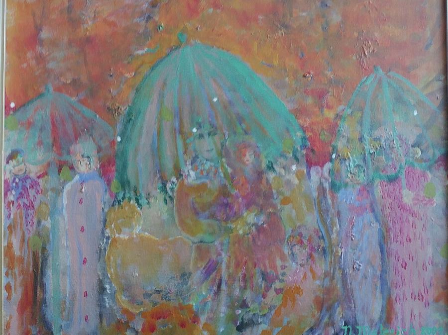 Umbrella Painting - Spring Showers by Norma Malerich