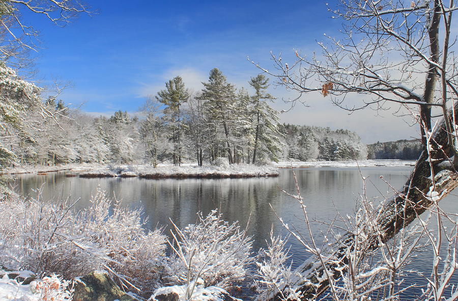 Spring Snow at Harvard Pond Photograph by John Burk
