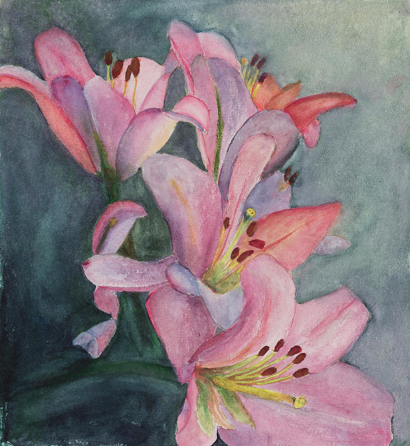 Spring Star Lilies Painting by Nadine Button