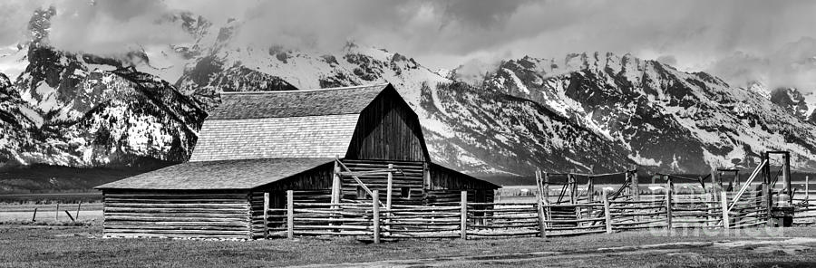 Spring Storm Clouds At The Moulton Barn Black And White Photograph by Adam Jewell