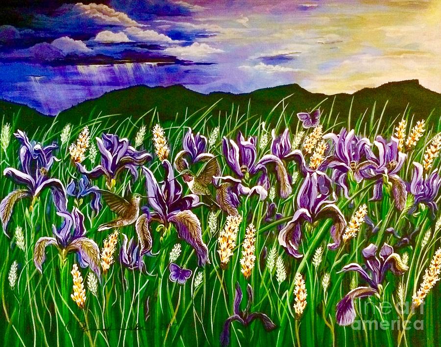 Spring Storm  Iris Fields Painting by Jennifer Lake