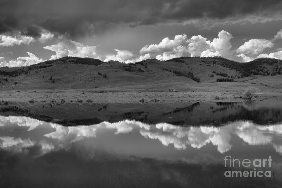 Spring Storms Over Slough Creek Black And White Photograph by Adam Jewell