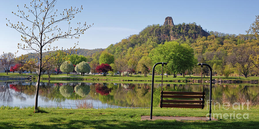 Spring Sugarloaf with Bench and Budding Tree Photograph by Kari Yearous