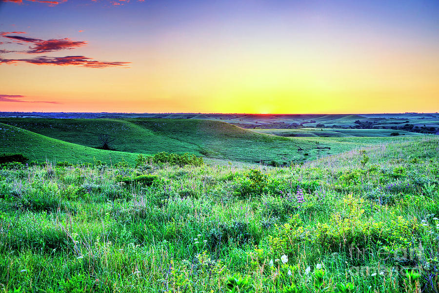 Spring Sunrise in the Flint Hills Photograph by Jean Hutchison