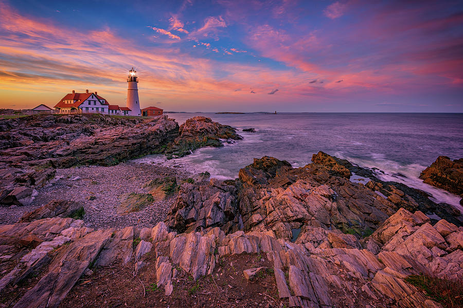 Portland Head Lighthouse Photograph - Spring Sunset At Portland Head Lighthouse by Rick Berk Portland Head Lighthouse Photograph - Spring Sunset At Portland Head Lighthouse by Rick Berk