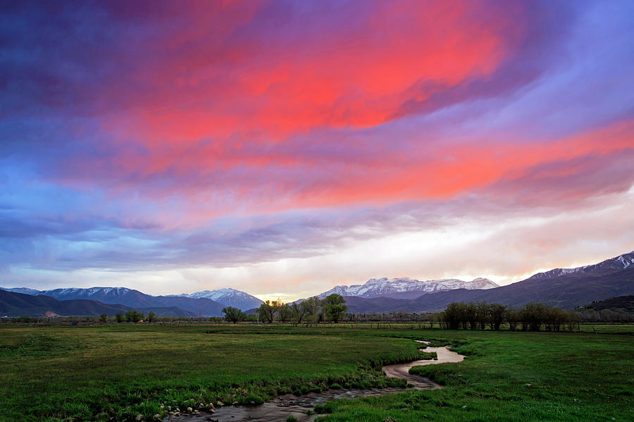 Sunset Photograph - Spring sunset in Heber Valley, Utah. by Wasatch Light