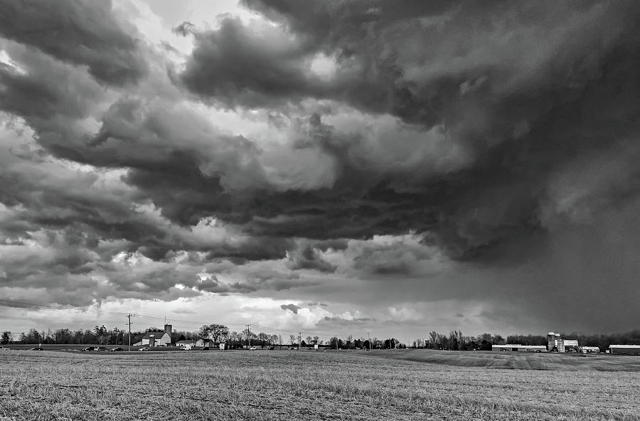 Spring Thunderstorm bw Photograph by Steve Harrington
