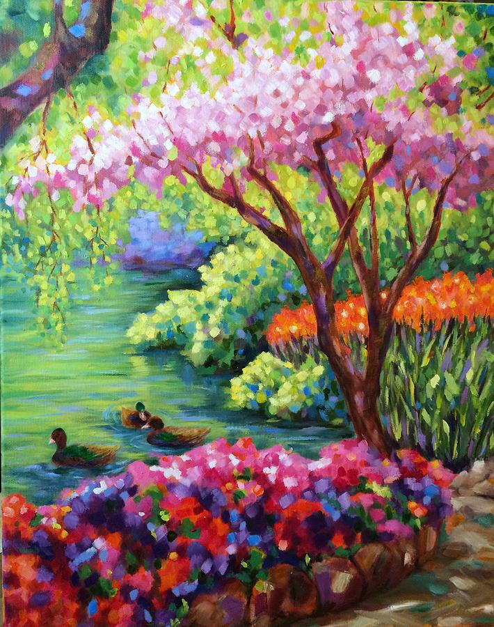 Tree Painting - The Serenity of the Garden by Doris Chou