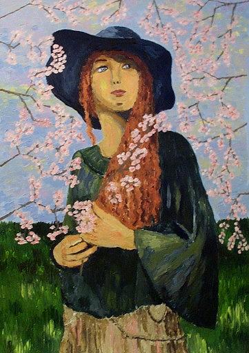 Portrait Painting - Spring time by Mats Eriksson