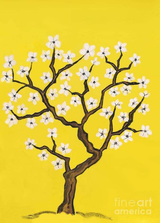Spring tree in blossom, painting Painting by Irina Afonskaya