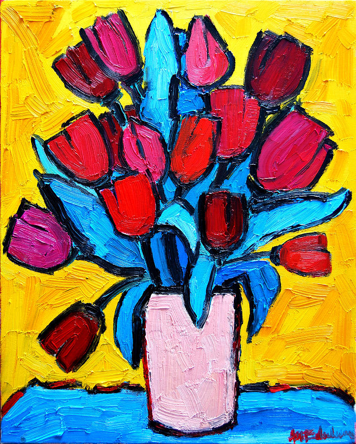 Spring Tulips Painting by Ana Maria Edulescu