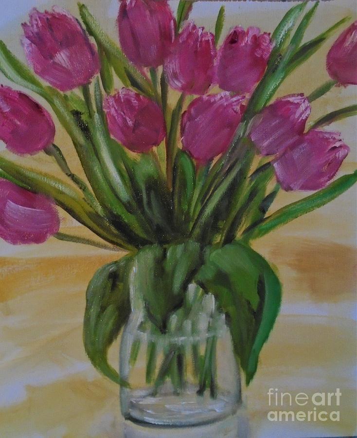 Spring Tulips Painting by Angela Cartner