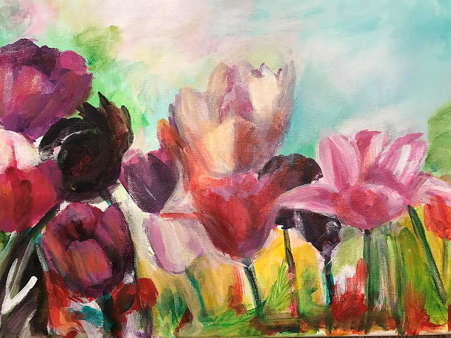 Spring Tulips Painting by Denice Palanuk Wilson