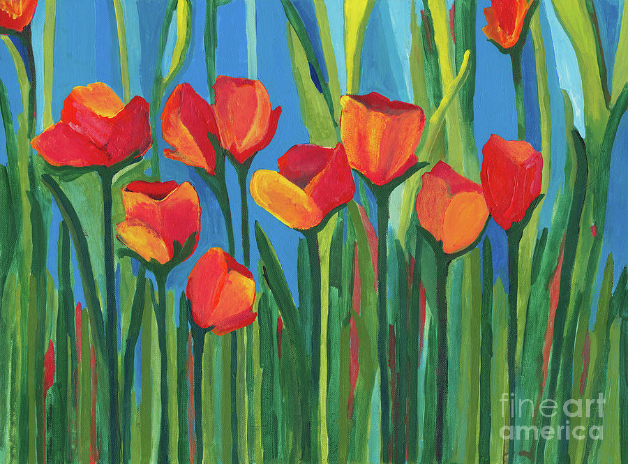Spring Tulips Painting by Judith Whittaker
