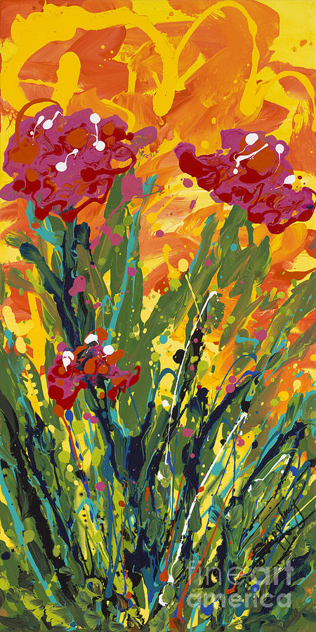 Spring Tulips Triptych Panel 1 Painting by Nadine Rippelmeyer