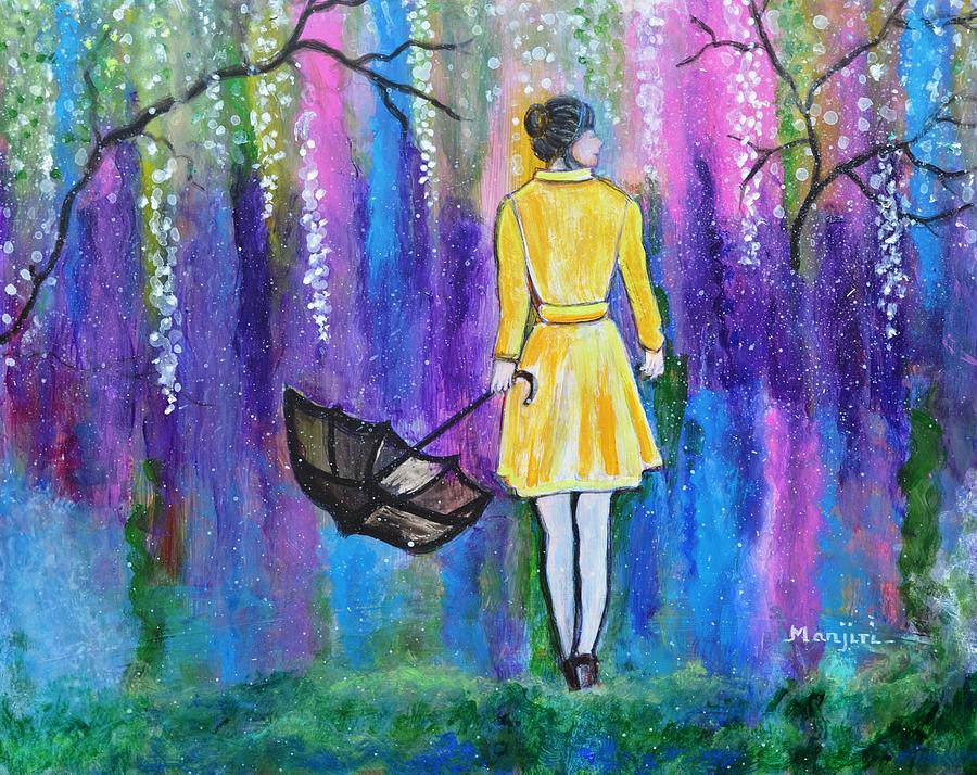 Spring Walk Landscape painting with colors of spring Painting by Manjiri Kanvinde