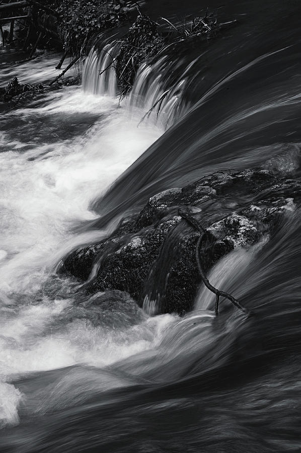 Spring Water Stream Black and White Photograph by Jenny Rainbow