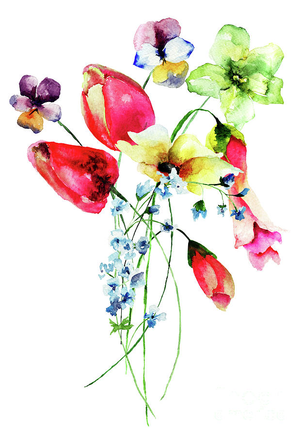 Spring wild flowers Painting by Regina Jershova