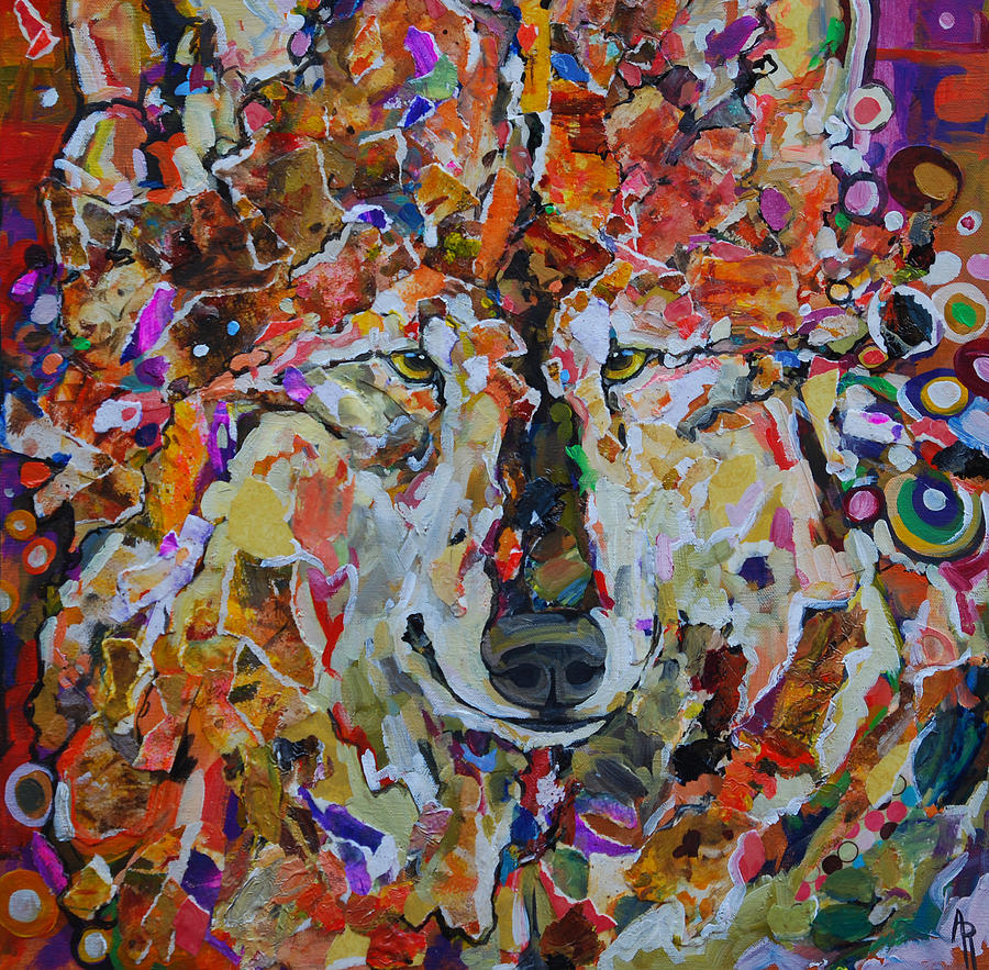 Collage Painting - Spring Wolf by Angie Rodrigues Collage Painting - Spring Wolf by Angie Rodrigues