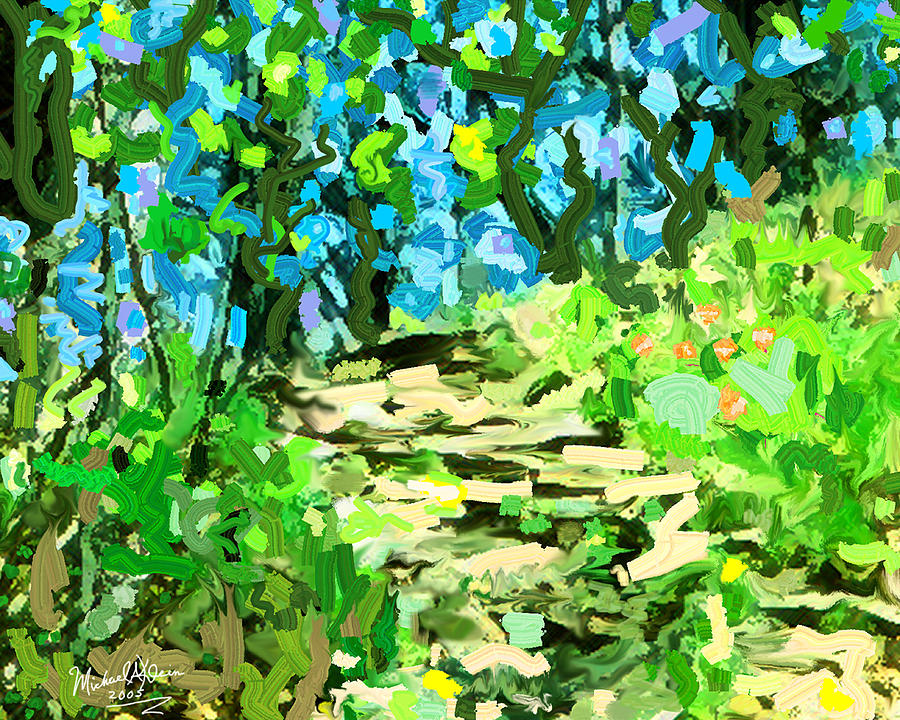 Spring Wood Path  Painting by Michael A Klein