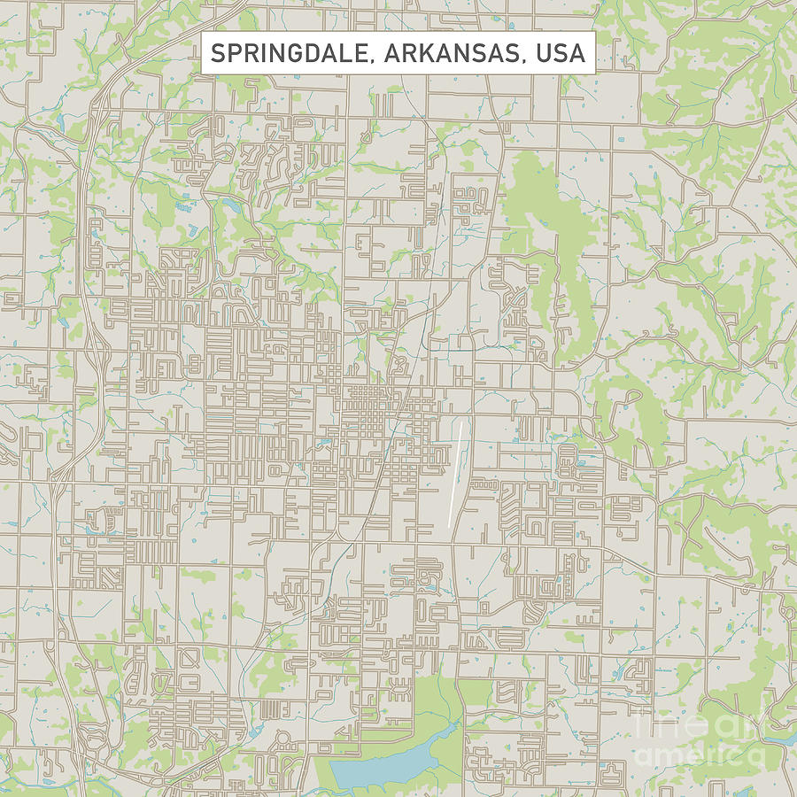 Springdale Arkansas Us City Street Map Frank Ramspott 