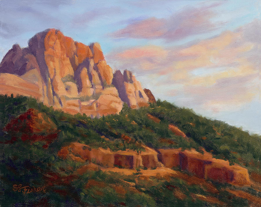 Springdale Sunset on Johnson Mountain Painting by Sandy Fisher