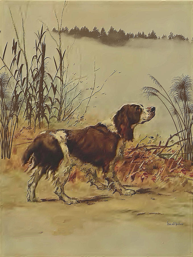 Mug Photograph - Springer Spaniel Out for a Hunt - Watercolor by Ericamaxine Price