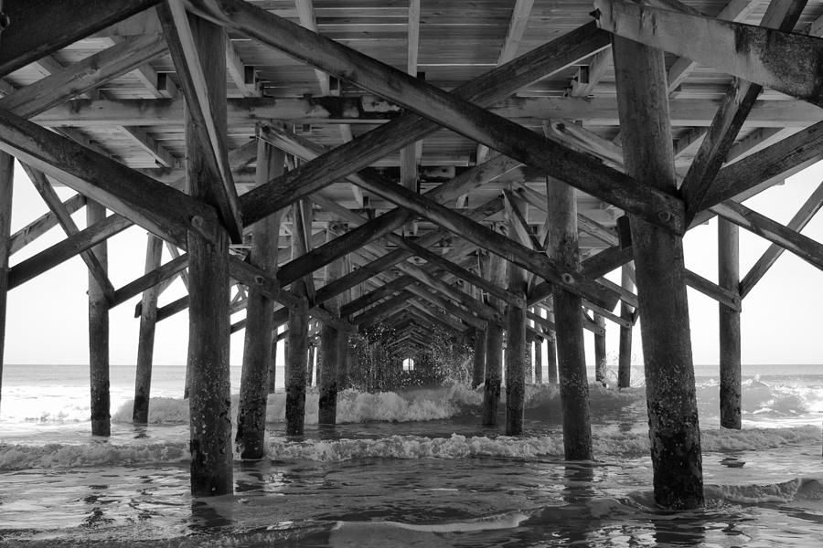 Black And White Photograph - Springmaid Pier in Myrtle Beach South Carolina by Stephanie McDowell