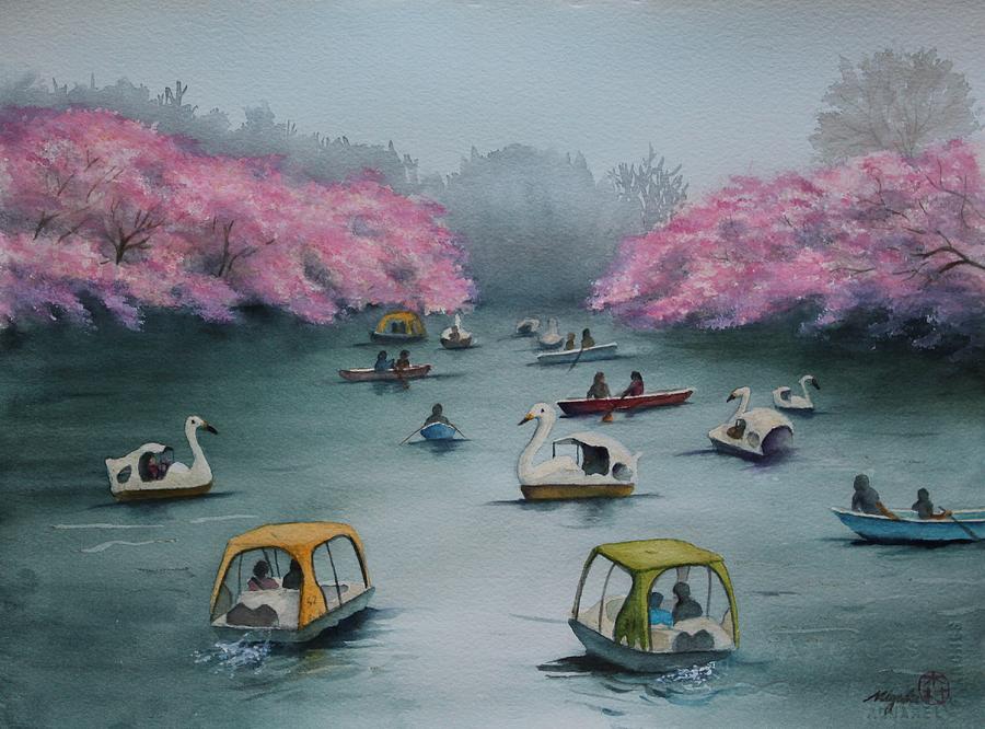 Springtime Fun at Inokashira Painting by Kelly Miyuki Kimura