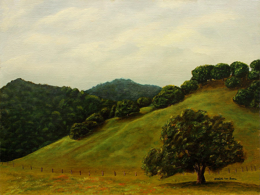Springtime Hills Painting by Charlotte Bacon