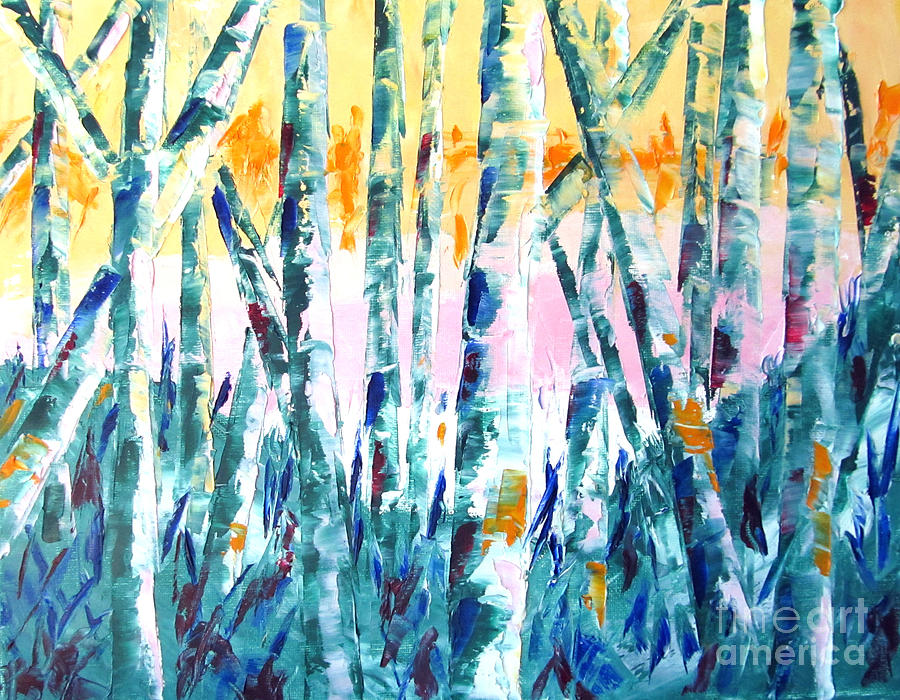 Springtime in theWoods Pallet Knife Painting Painting by Lisa Boyd
