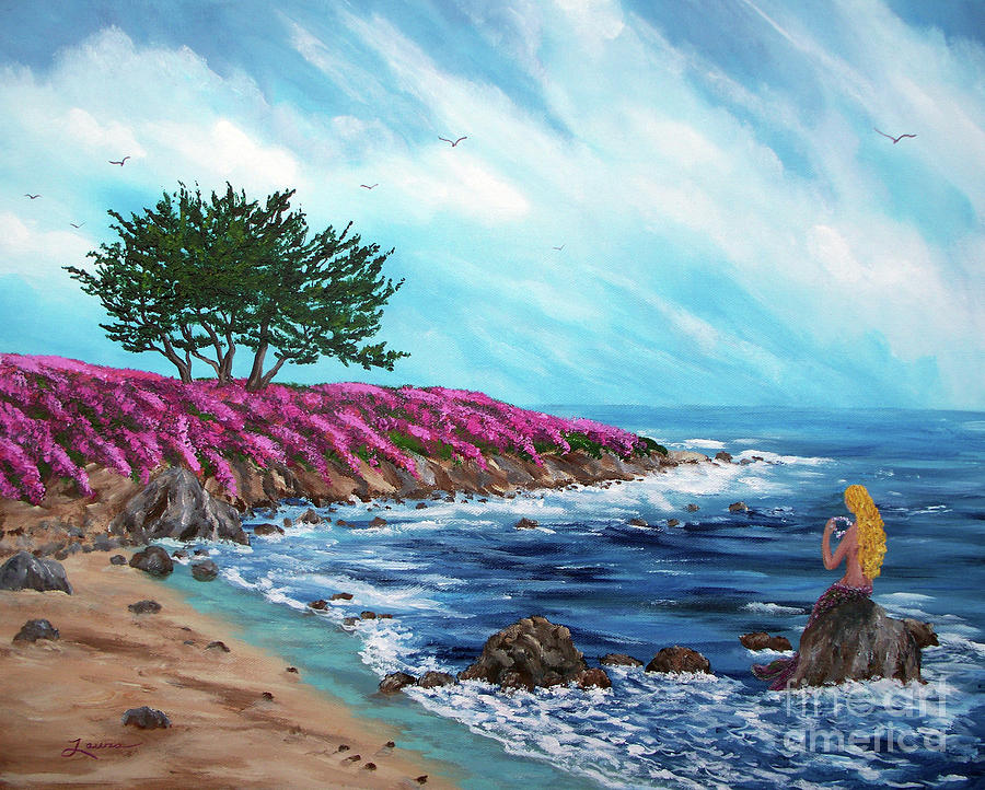Springtime Mermaid Painting by Laura Iverson