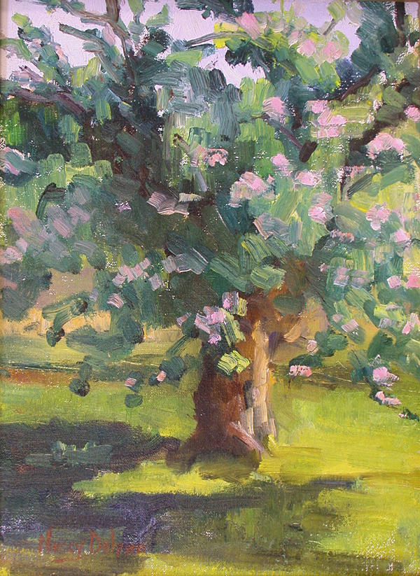 Apple Tree Painting - Springtime by Nancy Delpero Apple Tree Painting - Springtime by Nancy Delpero
