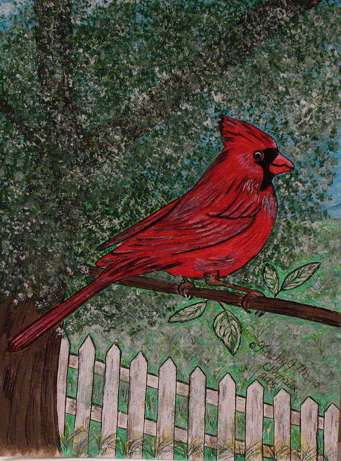 Springtime Red Cardinal Painting by Kathy Marrs Chandler