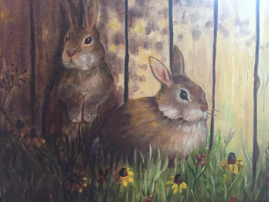Rabbit Painting - Springtime by Sheila Kinsey
