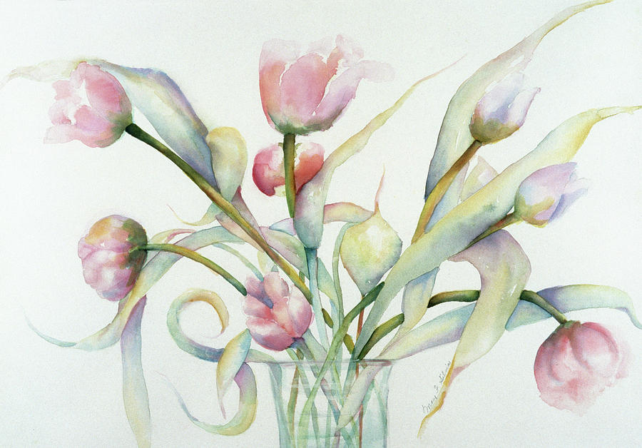 Springtime Tulips Painting by Mary Silvia