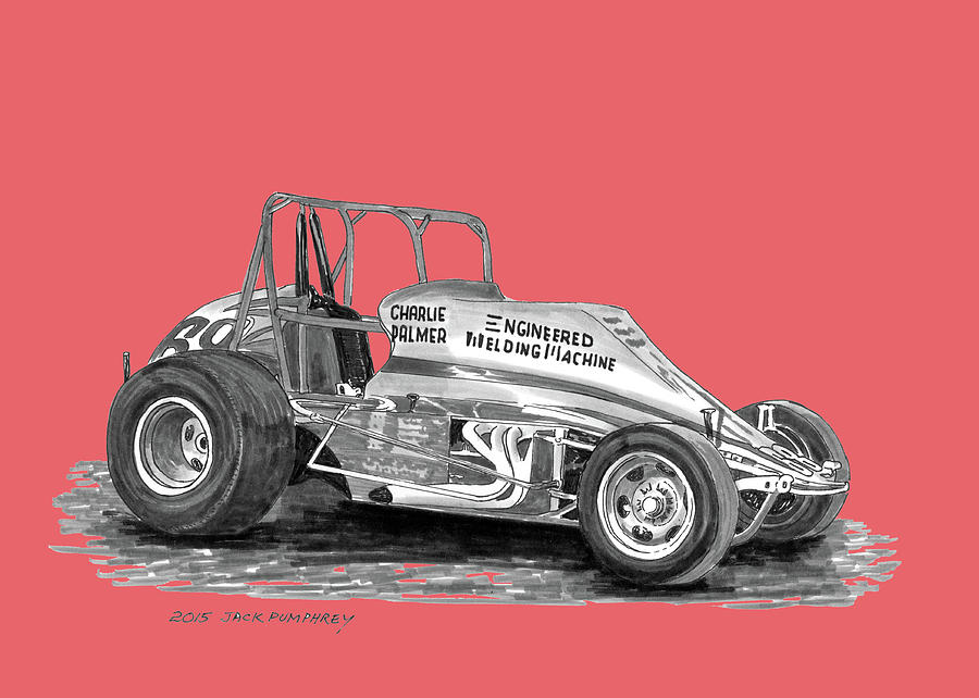 Sprint Car Dirt Track Racer Painting by Jack Pumphrey