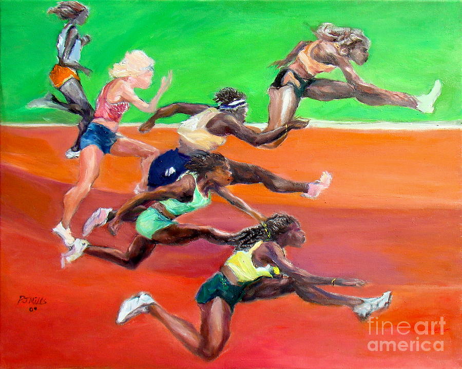 Sprint For The Gold Painting by Patrick Mills