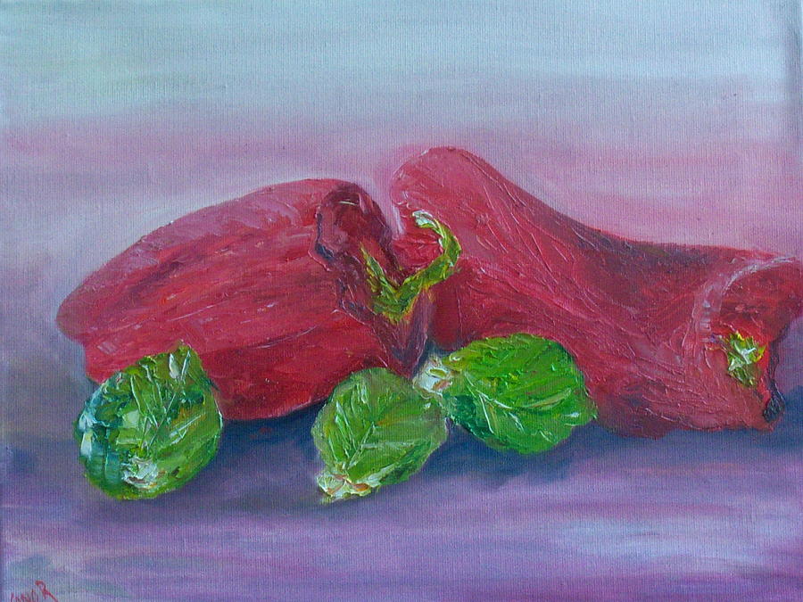 Sprouts and Peppers Painting by Conor Murphy