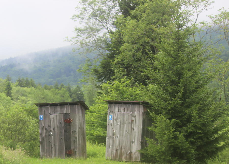 Train Photograph - Spruce WV Outhouses by Cathy Lindsey