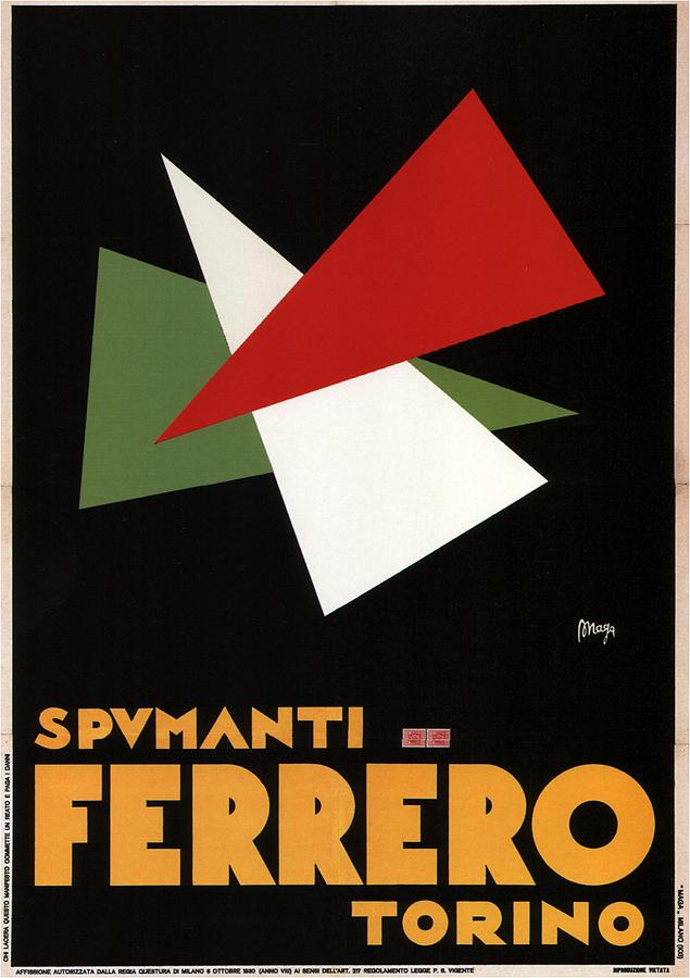 Spumanti Ferrero, Torino - Champagne - Italian Wine - Minimal Vintage Advertising Poster Mixed Media