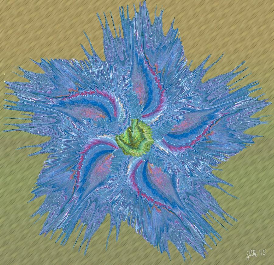 Spun Blue Flower Painting by Lori Kingston