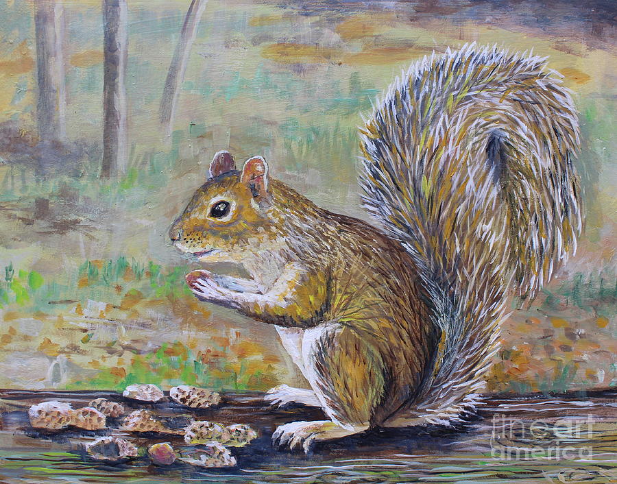 Spunky Squirrel Painting by Lou Ann Bagnall