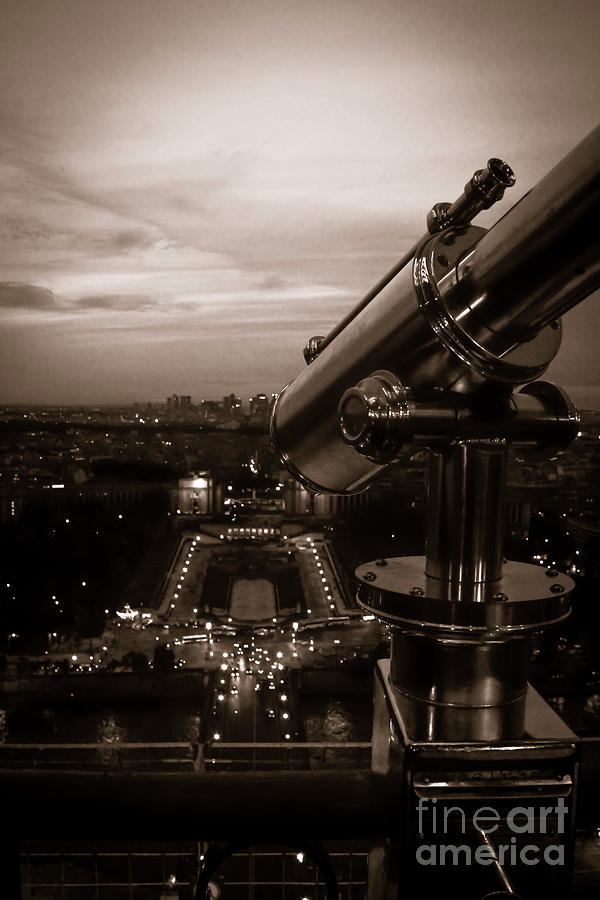 Spyglass Over Paris Sepia Photograph by Marina McLain
