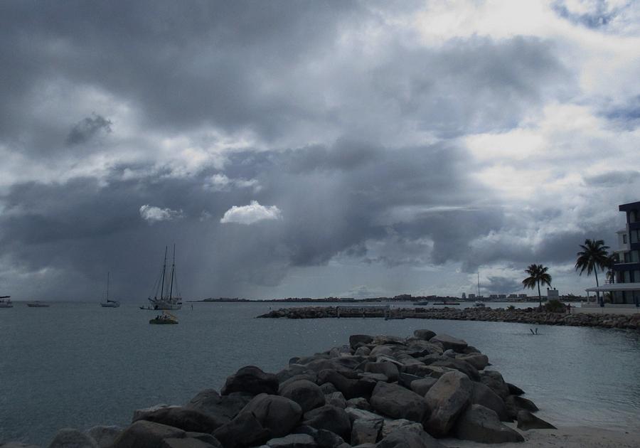Squall in Simpson Bay St Maarten Photograph by Christopher J Kirby