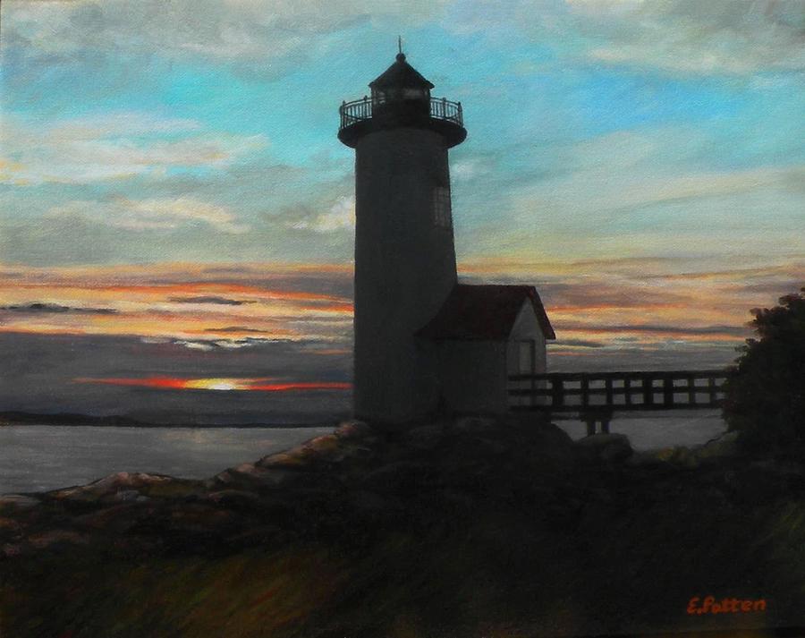 Squam Light at Sunset Painting by Eileen Patten Oliver