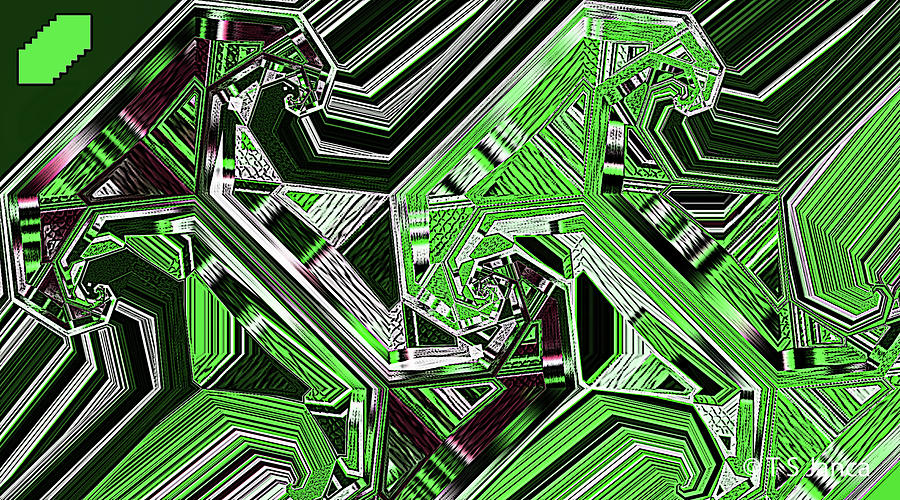 Square And Circle Green Abstract Digital Art by Tom Janca