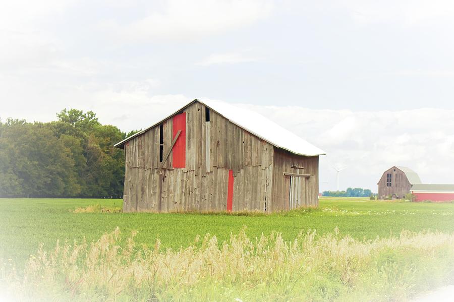 0046 - Square Barn with Distant Barn Photograph by Sheryl L Sutter