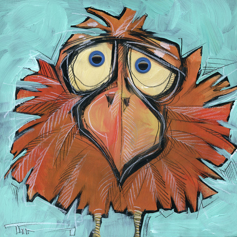 Square bird 24 with eyes Painting by Tim Nyberg