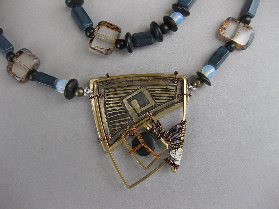 Square Blue and Brown Jewelry by Brenda Berdnik
